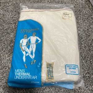Vintage 70s JC Penny Thermal Underwear Long Johns Mens M For Tall Men
